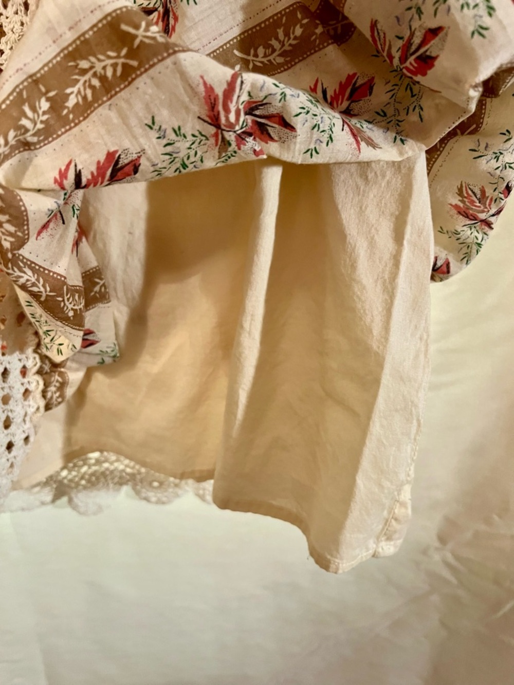 Angie Boho Cream Floral Tiered Skirt with Crochet Hem - Picture 8 of 8